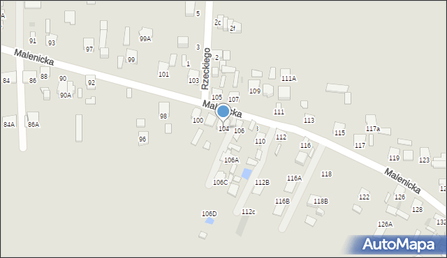 Radom, Malenicka, 104, mapa Radomia