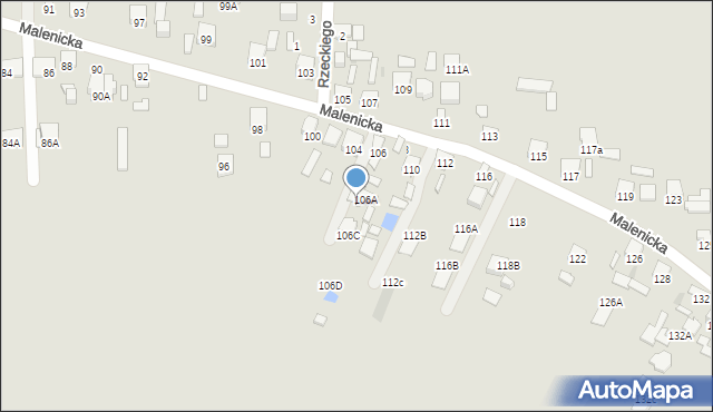 Radom, Malenicka, 106B, mapa Radomia