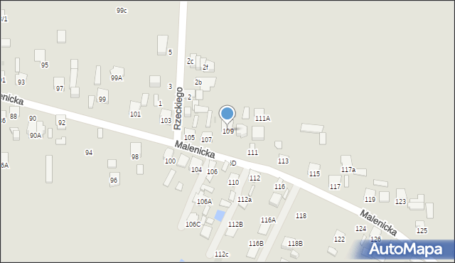 Radom, Malenicka, 109, mapa Radomia