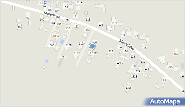 Radom, Malenicka, 118B, mapa Radomia