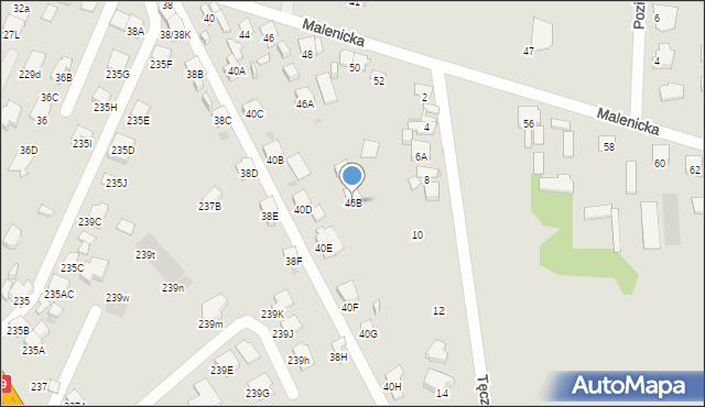 Radom, Malenicka, 46B, mapa Radomia
