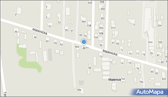 Radom, Malenicka, 66, mapa Radomia