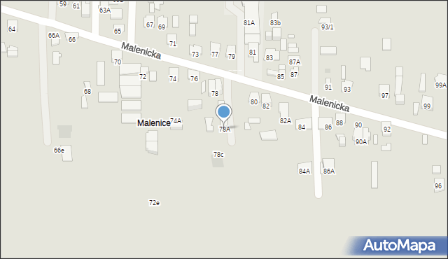 Radom, Malenicka, 78A, mapa Radomia