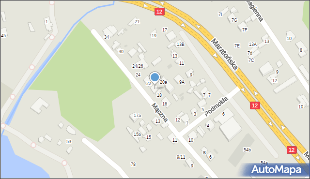 Radom, Mączna, 20, mapa Radomia