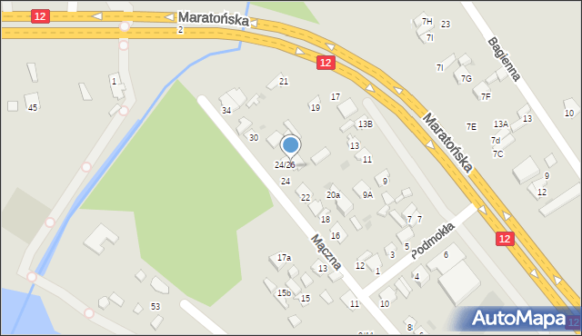 Radom, Mączna, 26, mapa Radomia