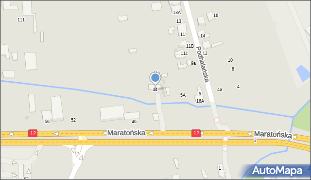 Radom, Maratońska, 44, mapa Radomia