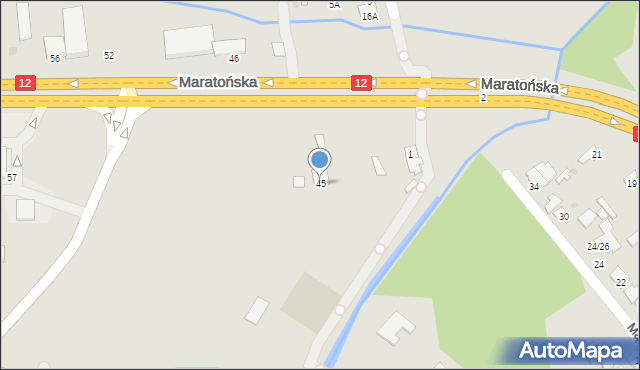 Radom, Maratońska, 45, mapa Radomia