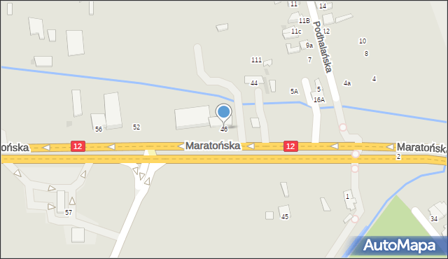 Radom, Maratońska, 46, mapa Radomia