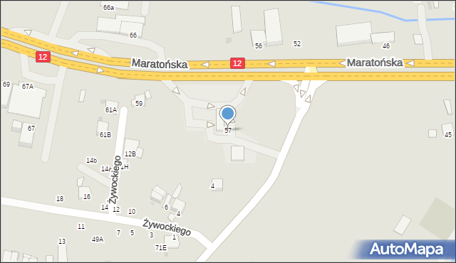 Radom, Maratońska, 57, mapa Radomia