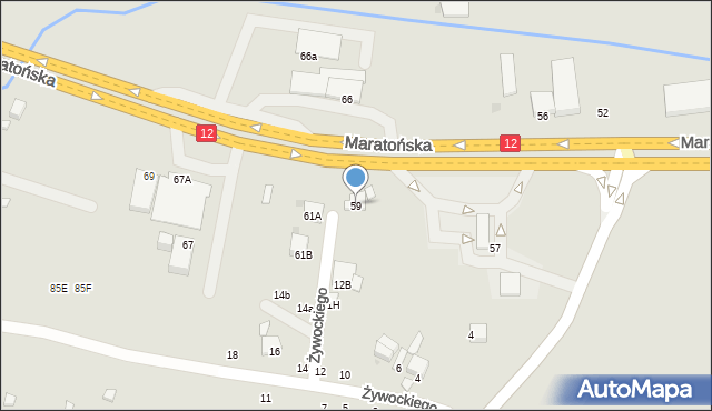 Radom, Maratońska, 59, mapa Radomia