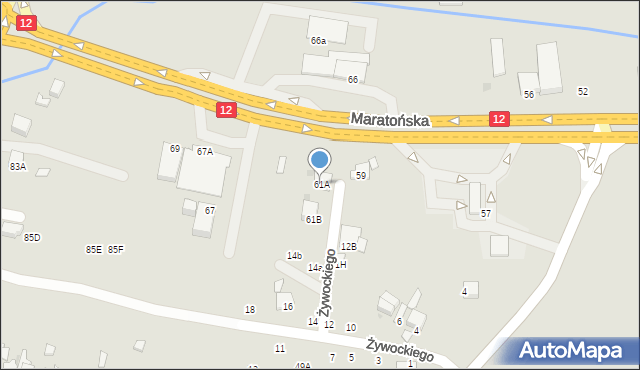 Radom, Maratońska, 61A, mapa Radomia