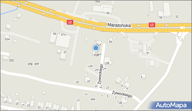 Radom, Maratońska, 61B, mapa Radomia