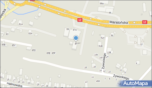 Radom, Maratońska, 67, mapa Radomia