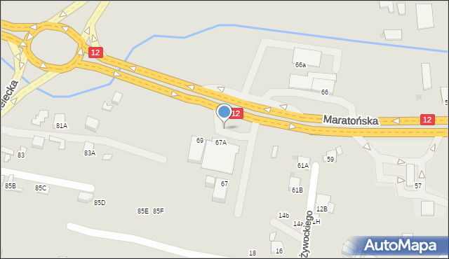 Radom, Maratońska, 67A, mapa Radomia