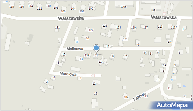 Radzyń Podlaski, Malinowa, 11, mapa Radzyń Podlaski