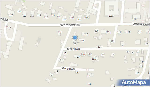 Radzyń Podlaski, Malinowa, 18, mapa Radzyń Podlaski