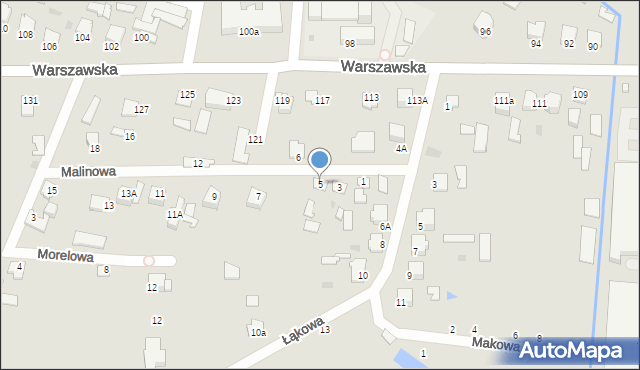 Radzyń Podlaski, Malinowa, 5, mapa Radzyń Podlaski