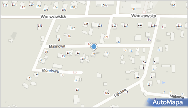 Radzyń Podlaski, Malinowa, 9, mapa Radzyń Podlaski