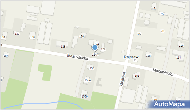 Rajszew, Mazowiecka, 124A, mapa Rajszew