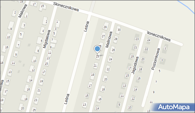 Raków Duży, Malinowa, 23, mapa Raków Duży