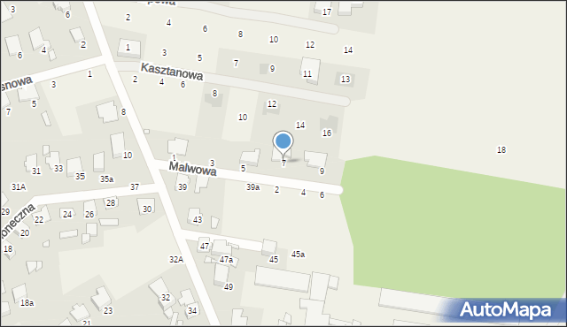 Rogalinek, Malwowa, 7, mapa Rogalinek