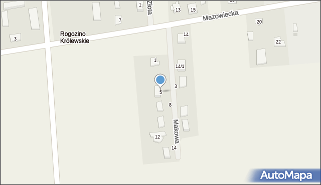 Rogozino, Makowa, 5, mapa Rogozino