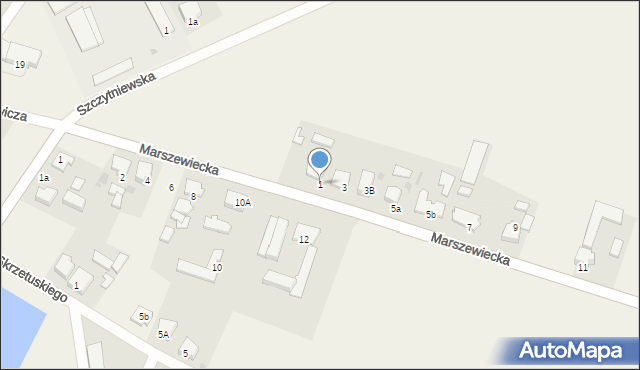 Rożnowo, Marszewiecka, 1, mapa Rożnowo