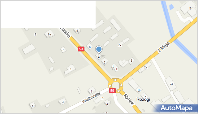 Rozogi, Mazurska, 4, mapa Rozogi