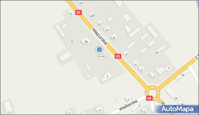 Rozogi, Mazurska, 7, mapa Rozogi