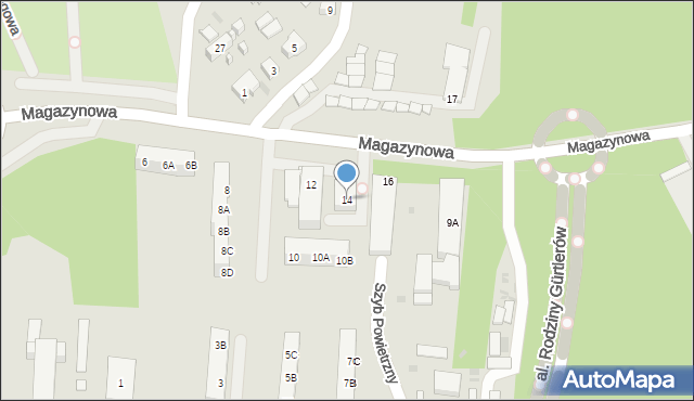 Ruda Śląska, Magazynowa, 14, mapa Rudy Śląskiej