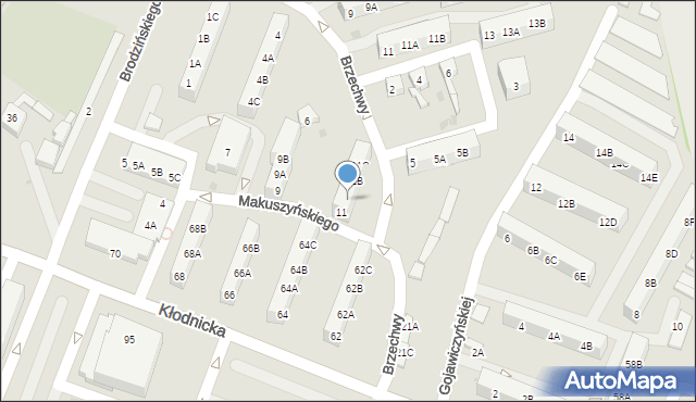 Ruda Śląska, Makuszyńskiego Kornela, 11A, mapa Rudy Śląskiej