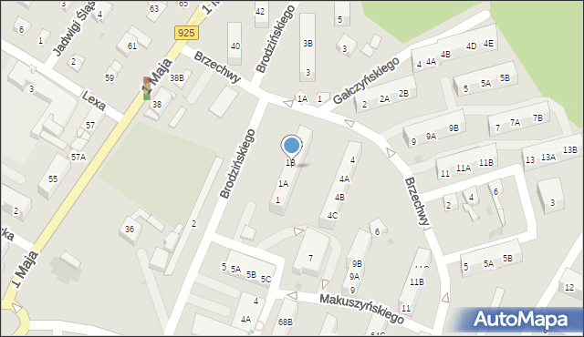 Ruda Śląska, Makuszyńskiego Kornela, 1B, mapa Rudy Śląskiej