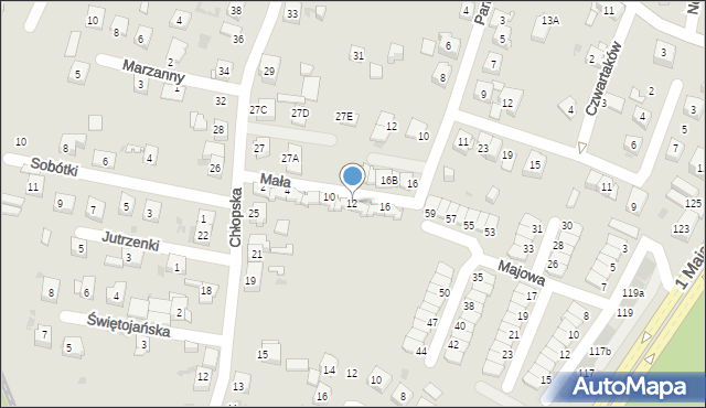 Ruda Śląska, Mała, 12, mapa Rudy Śląskiej