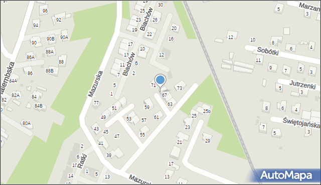 Ruda Śląska, Mazurska, 69, mapa Rudy Śląskiej