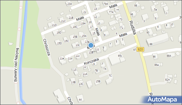 Rybnik, Mała, 11B, mapa Rybnika