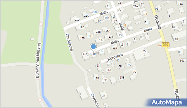 Rybnik, Mała, 11d, mapa Rybnika