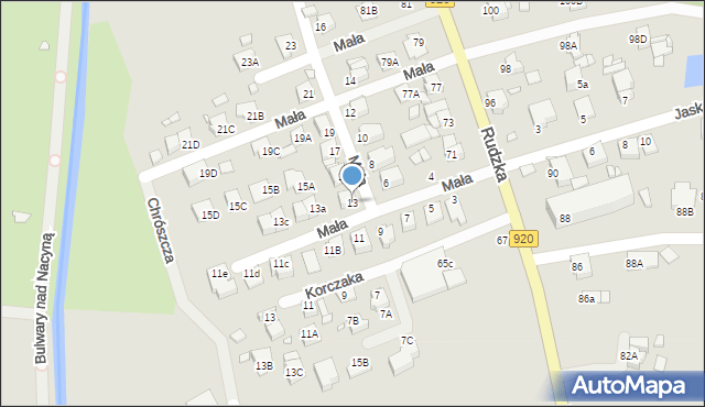 Rybnik, Mała, 13, mapa Rybnika