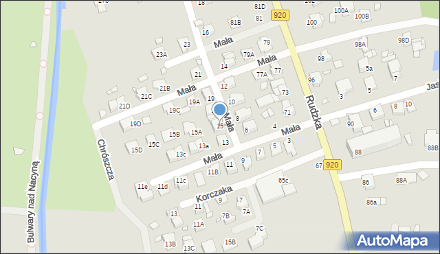 Rybnik, Mała, 15, mapa Rybnika