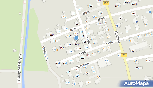 Rybnik, Mała, 15A, mapa Rybnika