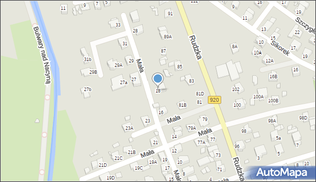 Rybnik, Mała, 18, mapa Rybnika