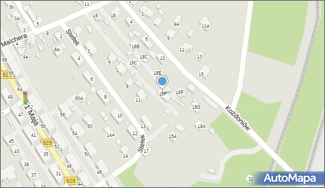 Rybnik, Malchera Jerzego, 16F, mapa Rybnika