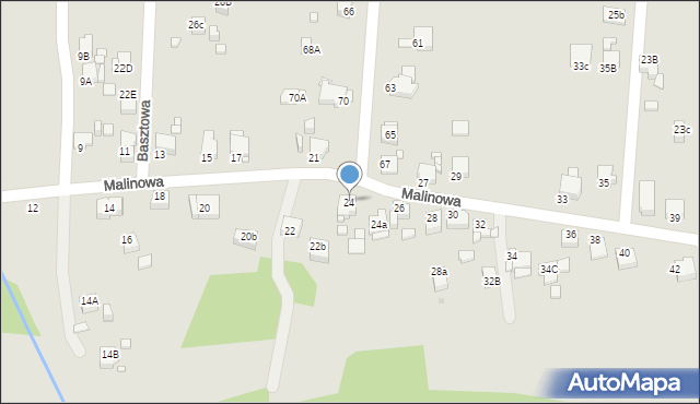 Rybnik, Malinowa, 24, mapa Rybnika