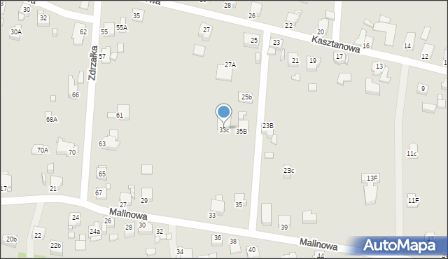 Rybnik, Malinowa, 33c, mapa Rybnika