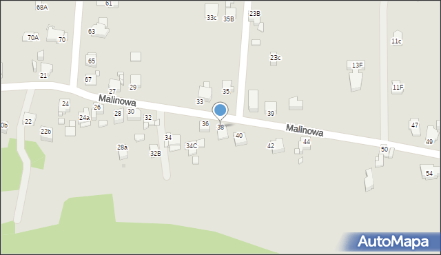 Rybnik, Malinowa, 38, mapa Rybnika