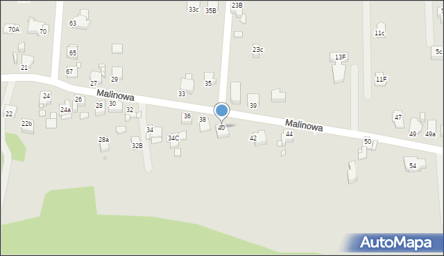 Rybnik, Malinowa, 40, mapa Rybnika