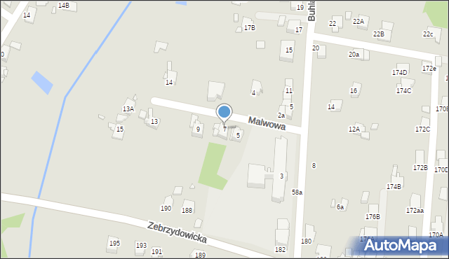 Rybnik, Malwowa, 7, mapa Rybnika