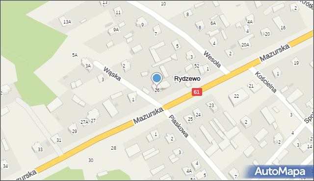 Rydzewo, Mazurska, 26, mapa Rydzewo