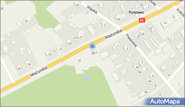 Rydzewo, Mazurska, 28, mapa Rydzewo