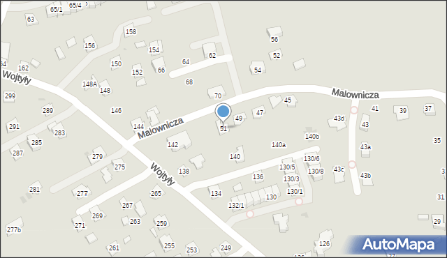 Rzeszów, Malownicza, 51, mapa Rzeszów