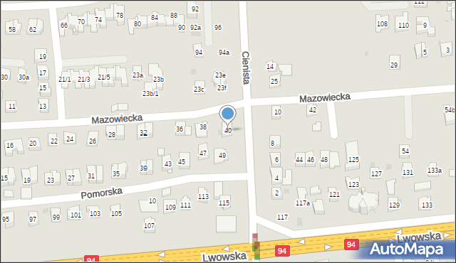 Rzeszów, Mazowiecka, 40, mapa Rzeszów